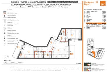 Rzut - Mieszkanie na sprzedaż 3 pokoje o powierzchni 66,65 m² - numer 39 w Zarzecze II Pruszków