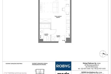 Rzut - Mieszkanie na sprzedaż 1 pokój o powierzchni 30,34 m² - numer E.1M07 w Początek Piątkowo bud. E