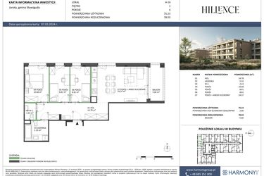Rzut - Mieszkanie na sprzedaż 4 pokoje o powierzchni 78,03 m² - numer A-16 w Hillence