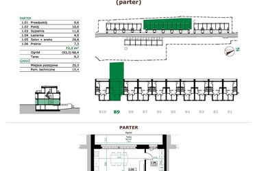 Rzut - Mieszkanie na sprzedaż 3 pokoje o powierzchni 72,2 m² - numer B9.1 w Dębowe Zacisze