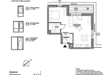 Rzut - Mieszkanie na sprzedaż 1 pokój o powierzchni 43,59 m² - numer D.1.2.2 w Rumia Centralna