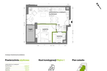 Rzut - Mieszkanie na sprzedaż 2 pokoje o powierzchni 45,59 m² - numer AA0105 w Ptasia Vita