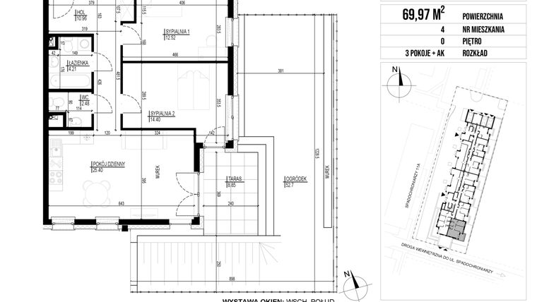 Rzut - Mieszkanie na sprzedaż 3 pokoje o powierzchni 69,97 m² - numer 4 w Vieniava edycja druga