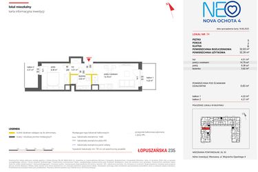Rzut - Mieszkanie na sprzedaż 2 pokoje o powierzchni 32,93 m² - numer 34 w Neo Nova Ochota 4