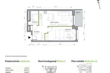 Rzut - Mieszkanie na sprzedaż 2 pokoje o powierzchni 45,65 m² - numer L2/2/14 w Legnicka Vita