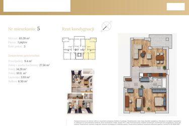 Rzut - Mieszkanie na sprzedaż 3 pokoje o powierzchni 66,22 m² - numer 51.5 w Dębowa 51