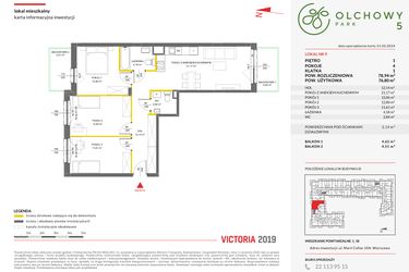 Rzut - Mieszkanie na sprzedaż 4 pokoje o powierzchni 78,82 m² - numer 9 w Olchowy Park V