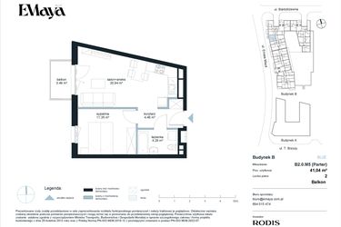 Rzut - Mieszkanie na sprzedaż 2 pokoje o powierzchni 41,04 m² - numer B2.0.M5 w EMaya