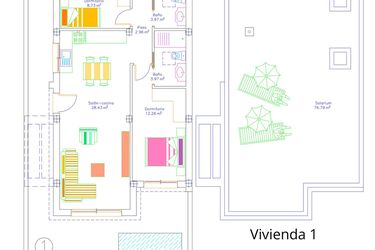 Rzut - Dom na sprzedaż 3 pokoje o powierzchni 85,45 m² - numer 1 w Willa w San Javier - 52350099