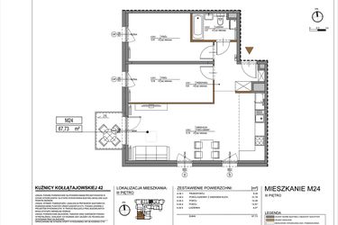 Rzut - Mieszkanie na sprzedaż 3 pokoje o powierzchni 67,73 m² - numer M24 w Kuźnicy Kołłątajowskiej 42