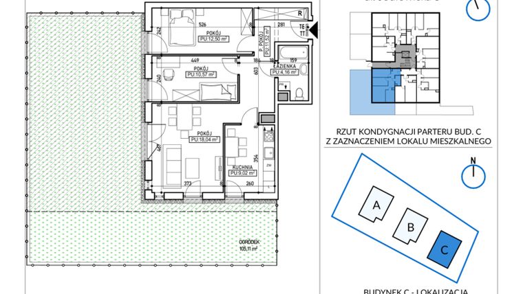 Rzut - Mieszkanie na sprzedaż 3 pokoje o powierzchni 65,81 m² - numer 5-7 w Jodłowicka 5
