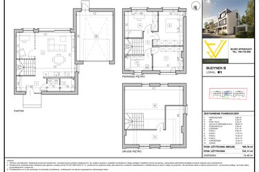 Rzut - Mieszkanie na sprzedaż 4 pokoje o powierzchni 133,11 m² - numer B1 w Juranda Village etap III