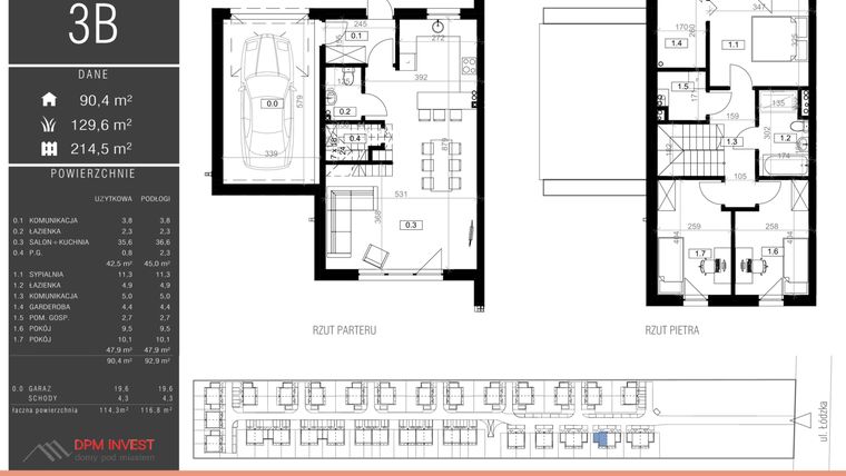 Rzut - Dom na sprzedaż 4 pokoje o powierzchni 114,3 m² - numer 3B w Family Park Ksawerów IV