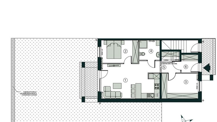 Rzut - Mieszkanie na sprzedaż 3 pokoje o powierzchni 60,22 m² - numer U1 w Aleja Wiśniowa Pogórze