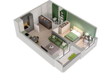 Rzut - Mieszkanie na sprzedaż 2 pokoje o powierzchni 39,56 m² - numer C.12.A w Quercus bud. C