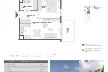 Rzut - Mieszkanie na sprzedaż 2 pokoje o powierzchni 36,39 m² - numer M35 w Modern House II