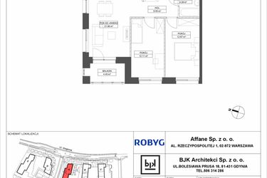 Rzut - Mieszkanie na sprzedaż 3 pokoje o powierzchni 57,52 m² - numer A.7M02 w WENDY