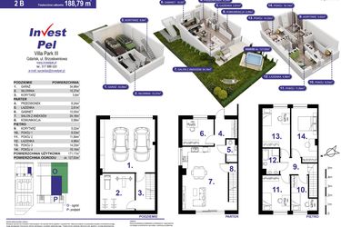 Rzut - Dom na sprzedaż 6 pokoi o powierzchni 188,79 m² - numer 2B w Villa Park Gdańsk etap III