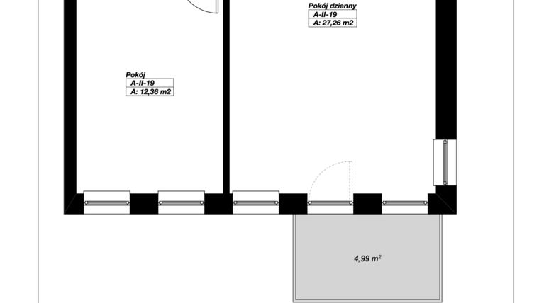 Rzut - Mieszkanie na sprzedaż 2 pokoje o powierzchni 47,48 m² - numer A-II-19 w Morenowe Wzgórze
