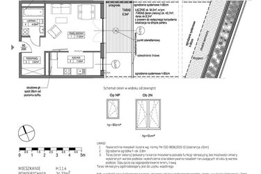 Rzut - Mieszkanie na sprzedaż 1 pokój o powierzchni 34,27 m² - numer H.1.1.4 w City Park bud. G i H