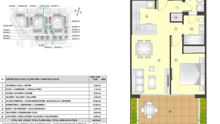 Rzut - Mieszkanie na sprzedaż 2 pokoje o powierzchni 55 m² - numer 1 w Apartamenty Lagoon 1