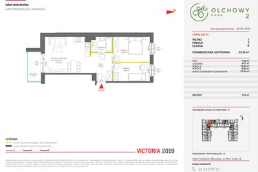 Rzut - Mieszkanie na sprzedaż 3 pokoje o powierzchni 53,77 m² - numer B.34 w Olchowy Park II