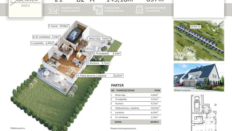 Rzut - Dom na sprzedaż 5 pokoi o powierzchni 145,16 m² - numer 21 w Osiedle Jaśminowa