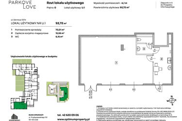 Rzut - Lokal użytkowy na sprzedaż 1 pokój o powierzchni 98,29 m² - numer U.1 w Parkove Love