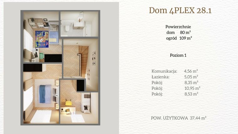 Rzut - Dom na sprzedaż 4 pokoje o powierzchni 79,67 m² - numer 4plex 28.1 w Tesoro Golf Park