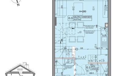 Rzut - Dom na sprzedaż 3 pokoje o powierzchni 65,67 m² - numer 62B w Nova Magdalenka 7 etap VII-VIII