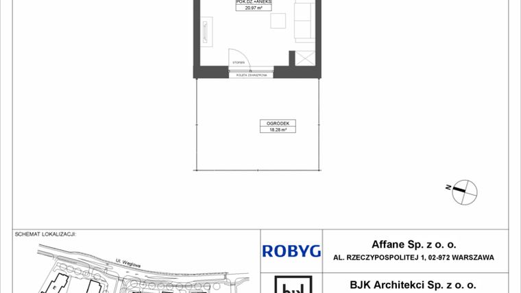 Rzut - Mieszkanie na sprzedaż 1 pokój o powierzchni 32,94 m² - numer A.1M11 w WENDY