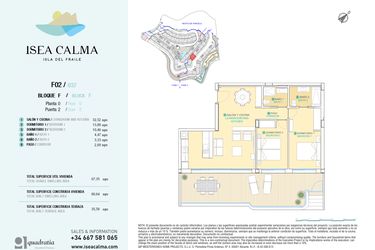 Rzut - Mieszkanie na sprzedaż 2 pokoje o powierzchni 80 m² - numer CAV-MS-5138 w Isea Calma - Aguilas