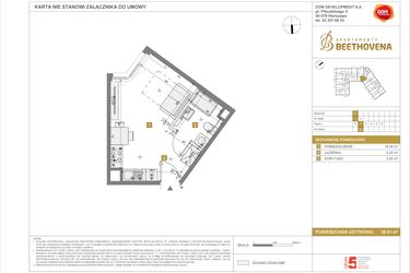 Rzut - Mieszkanie na sprzedaż 1 pokój o powierzchni 25,81 m² - numer D4 w Apartamenty Beethovena etap 2 - apartamenty inwestycyjne