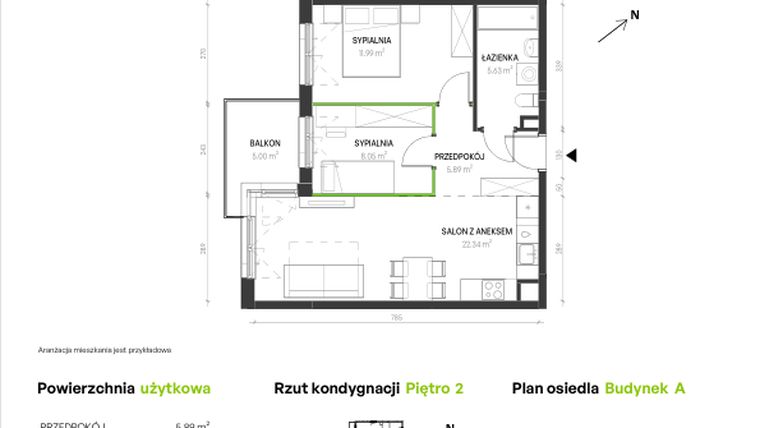 Rzut - Mieszkanie na sprzedaż 3 pokoje o powierzchni 53,9 m² - numer A/A/14 w Augustowska Vita
