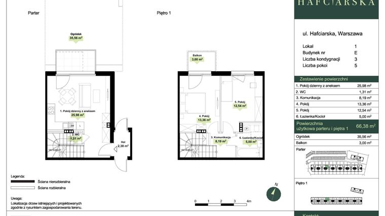 Rzut - Dom na sprzedaż 5 pokoi o powierzchni 100,35 m² - numer E1 w Hafciarska