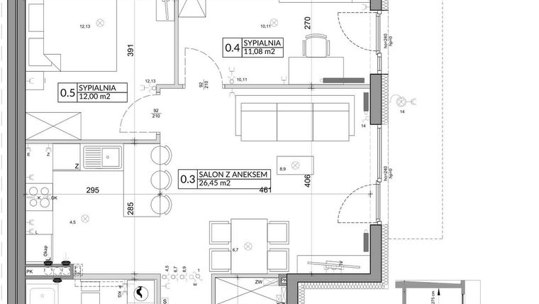 Rzut - Mieszkanie na sprzedaż 3 pokoje o powierzchni 61,95 m² - numer 42A w Osiedle Młodych etap V