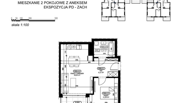 Rzut - Mieszkanie na sprzedaż 2 pokoje o powierzchni 41,93 m² - numer C2-M26 w Stacja Łódź V – etap C2