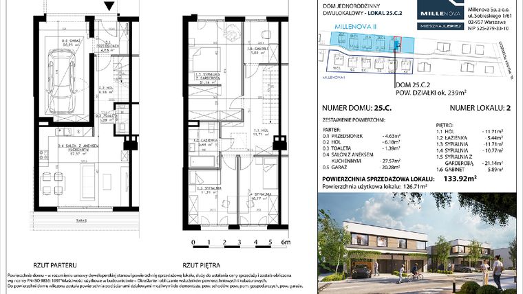 Rzut - Dom na sprzedaż 5 pokoi o powierzchni 137 m² - numer 13 w Millenova
