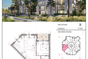 Rzut - Mieszkanie na sprzedaż 2 pokoje o powierzchni 42,89 m² - numer 26 w Grasera 12