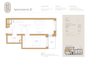 Rzut - Mieszkanie na sprzedaż 2 pokoje o powierzchni 35,21 m² - numer A12 w Lelewela 9