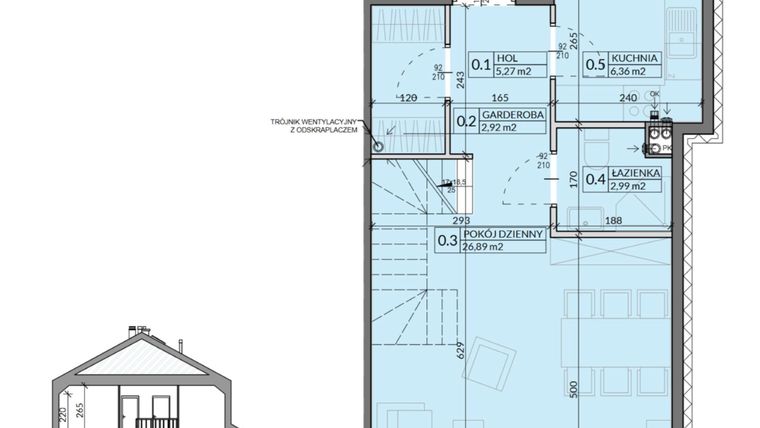Rzut - Dom na sprzedaż 4 pokoje o powierzchni 85,77 m² - numer 9 w Ahoj Pogórze