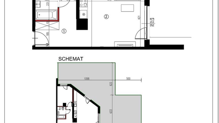Rzut - Mieszkanie na sprzedaż 2 pokoje o powierzchni 50,62 m² - numer 10 w Andersa 3