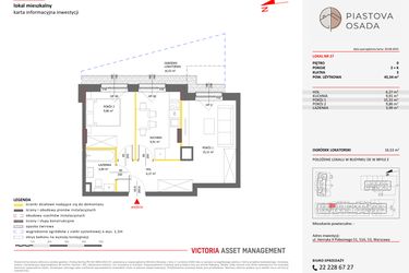 Rzut - Mieszkanie na sprzedaż 2 pokoje o powierzchni 45,34 m² - numer E.27 w Piastova Osada
