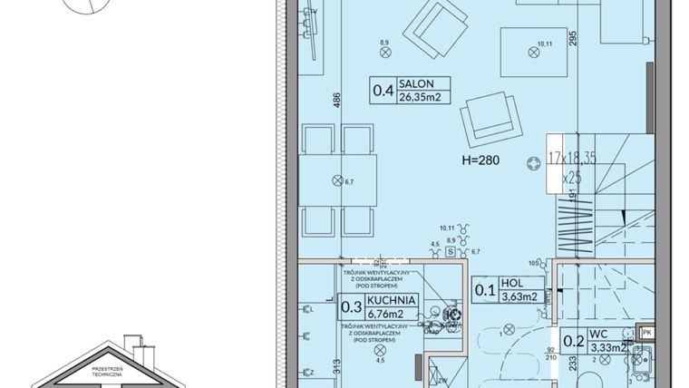 Rzut - Dom na sprzedaż 4 pokoje o powierzchni 82,07 m² - numer 61B w Nova Magdalenka 7 etap IV-VI