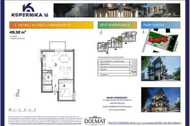 Rzut - Mieszkanie na sprzedaż 2 pokoje o powierzchni 49,32 m² - numer E05 w Kopernika Szesnaście