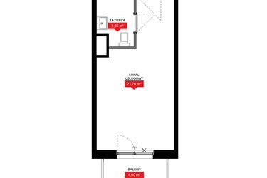 Rzut - Mieszkanie na sprzedaż 1 pokój o powierzchni 25,36 m² - numer A1 023LU w 29L - Apartamenty inwestycyjne