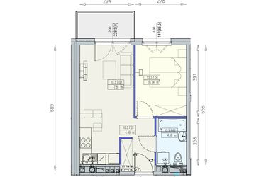 Rzut - Mieszkanie na sprzedaż 2 pokoje o powierzchni 37,17 m² - numer K2 10/3/7/2a w Południk 17 - budynek K2