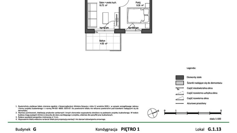 Rzut - Mieszkanie na sprzedaż 2 pokoje o powierzchni 32,14 m² - numer G.1.13 w Nowy Świat Ostoja etap II - EFG