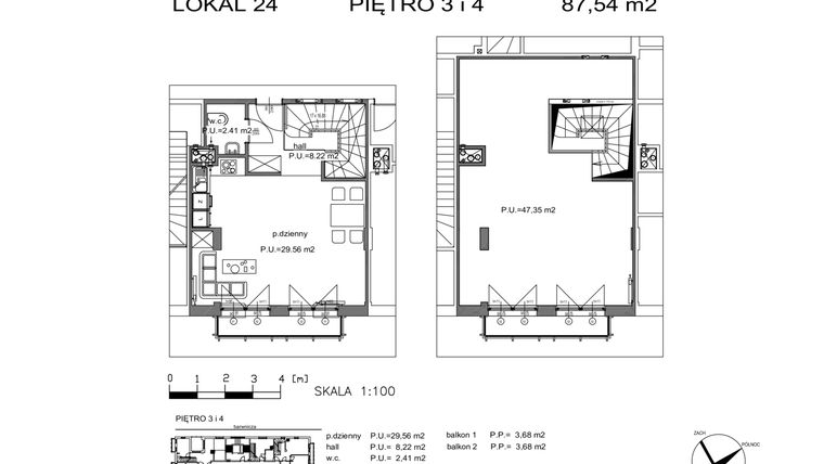 Rzut - Mieszkanie na sprzedaż 3 pokoje o powierzchni 87,54 m² - numer M-24 w Barwinicza 8