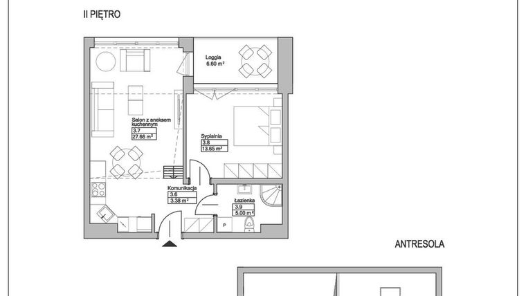 Rzut - Mieszkanie na sprzedaż 2 pokoje o powierzchni 78,83 m² - numer M26 w Ogrody Reymonta